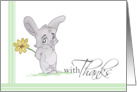 Thank you card- Cute Bunny with Flower card