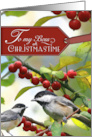 To my Boss at Christmastime with Chickadees in holly card