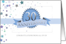 30th Business Anniversary Ribbon Award Stars card