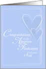 Congratulations on Adoption Finalization Boy Blue with Two Hearts card
