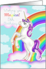 Unicorn and Rainbows Wishing you a Magical 5th Birthday card