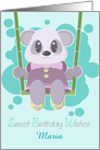 Sweet Birthday Wishes- Panda on Bamboo Swing, Custom Name card