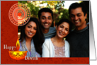 Happy Diwali Orange Oil Lamp Candle Custom Photo Card