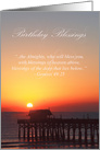 Christian Birthday Blessings Beach Sunrise and Genesis Quote card