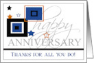 Employee Happy Anniversary Card with Blue Gold and Black colors card