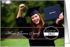 Custom Year Text and Photo Class Graduation with Black Button card