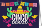 Cinco De Mayo Floral Card with Banners Sombrero and Cactus card