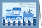 Happy 3rd Birthday Great Grandson with Blue Train card