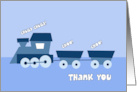 Blue Train Baby Shower Thank You for Gift card