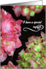Will You Be My Bridesmaid Request with Pink Hydrangeas Photo card
