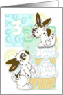 Happy 3rd Birthday with Bunnies and Cupcakes card