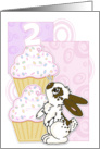 2nd Birthday Party Invite-Bunny and Cupcakes-Pink card