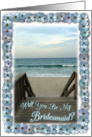 Beach Wedding-Will you Be My Bridesmaid? Beach Scene card