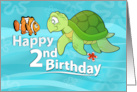 Happy 2nd Birthday with Sea Turtle and Clown Fish Cartoons card