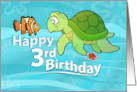 Happy 3rd Birthday with Sea Turtle and Clown Fish Cartoons card