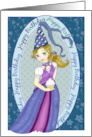 Birthday Card with Blue Princess Holding Cupcake card