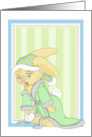 Sleepy Bunny in Robe needs coffee card