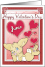 Happy Valentine’s Day to Junio Bunny With Hearts card