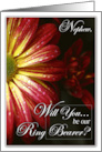 Nephew Will You Be our Ring Bearer with Red and Yellow Daisy card