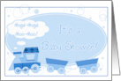 Baby Shower Invite with Blue Train for Baby Boy card
