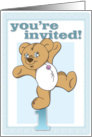 1st Birthday Party Invitation with Teddy Bear card