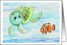 Sea Turtle and Clown Fish Friends General Card