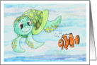 Sea Turtle and Clown Fish Friends General Card