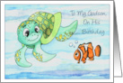 To My Godson on his Birthday with Sea Turtle and Clown Fish Friends card