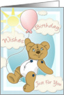 Birthday Wishes. Button Bear with Balloon card