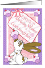 Sweet Birthday Wishes for Goddaughter. Bunny Balancing Cupcake card