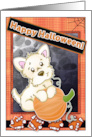 Halloween Westie Dog with Pumpkin Happy Halloween Card