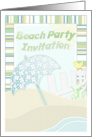 Beach Party Invitation with Umbrella on the Beach card