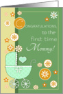 Congratulations First Time Mommy Card- Baby Carriage card