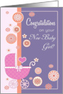 Congratulations on your new baby girl with vintage style Baby Carriage card