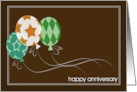 Happy Anniversary to Employee with brown background and color Balloons card
