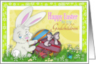 Happy Easter to My Godchildren with a Bunny Painting Eggs card