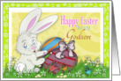 Happy Easter to My Godson with a Bunny Painting Eggs card