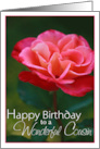 Happy Birthday to a Wonderful Cousin with a Pretty Rose Picture card