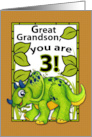 Great Grandson 3rd Birthday Dinosaur Card