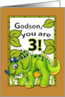 Godson 3rd Birthday Dinosaur Card