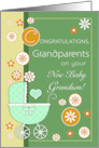 Congratulations Grandparents on New Baby Grandson with Baby Carriage card