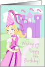 Happy 4th Birthday Pretty Pink Princess with Castle Card