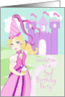 3rd Birthday Party Invite with Pretty Pink Princess and Castle card