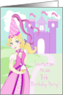 8th Birthday Party Invite with Pretty Princess and Castle card