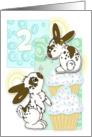 2nd Birthday-Bunny and Cupcakes- Blue card