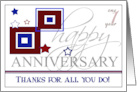 Custom Company Anniversary Card Red White and Blue Colors card