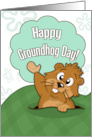 Happy Groundhog Day with Cute Groundhog Illustration card