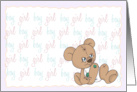 Gender Neutral, Gender Reveal Party Invitation with button bear card