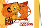 Happy Birthday Godson with Cute baby Tiger card