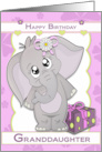 Happy Birthday Granddaughter with Sweet Elephant Cartoon card